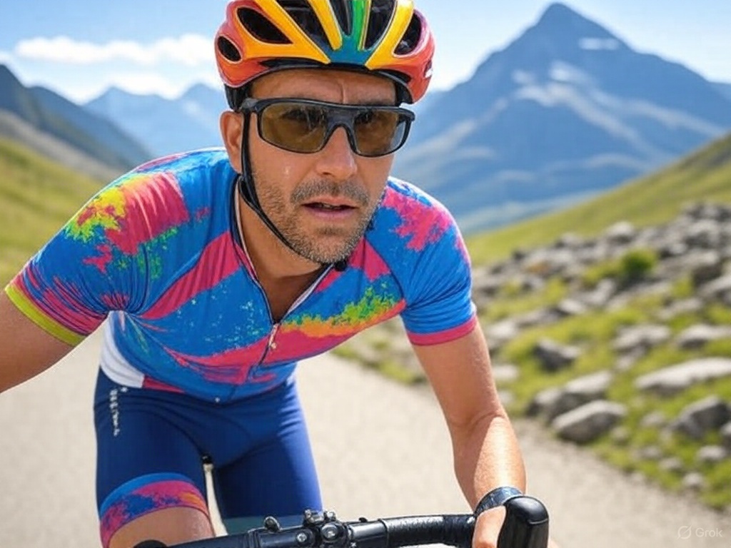 Ciclista che pedala in montagna