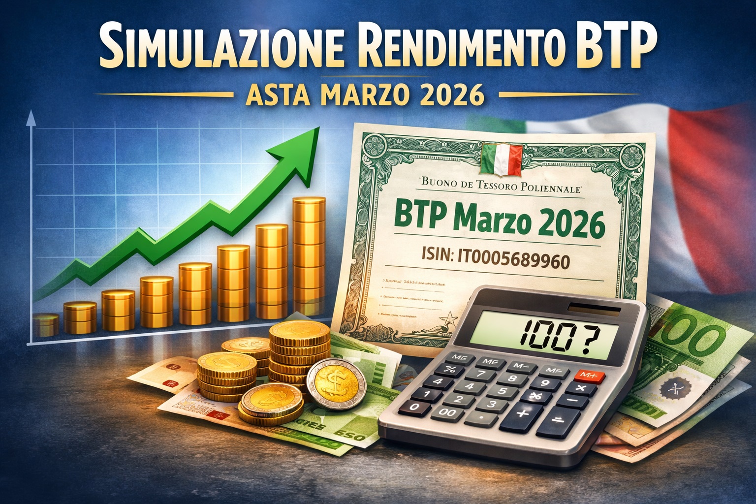 Simulazione rendimento BTP asta marzo 2026 - calcolo cedole e rendimento titoli di Stato italiani